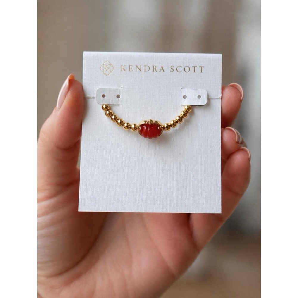 NWT Kendra Scott Pumpkin Stretch Bracelet in Orange Mother of Pearl / Brand New - Picture 4 of 4